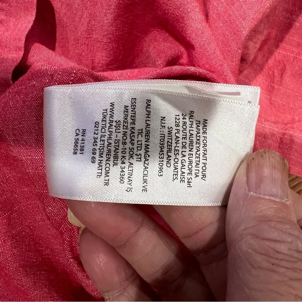 Polo RALPH LAUREN Men’s Large Red 100% Cotton Classic Fit Collared Dress SHIRT - Picture 13 of 13